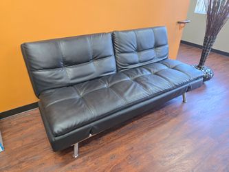 Black Faux Leather Futon Sofa Bed