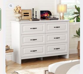 White 6-Drawer Double Dresser