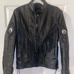 Vintage Leather Tasseled Fringe Jacket 