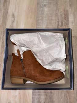 Brown Perforated Suede Ankle Bootie