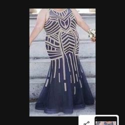 Formal Gown Royal Blue And gold