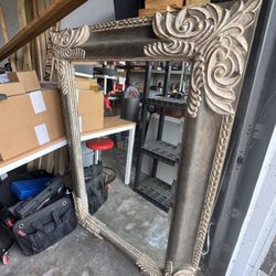 Ornate Vintage Wood-Framed Wall Mirror (37.5" x 55.5")