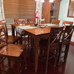 Dining Room Table With Eight Chairs - Tall Profile