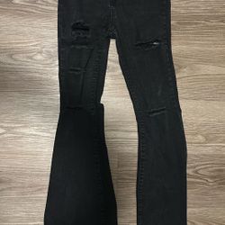 Black Flared Ripped Jeans