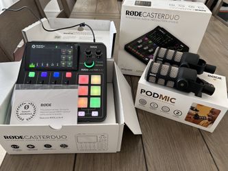 RØDECaster Duo (Brand New) + 2 RØDE PodMic (Lightly Used) 