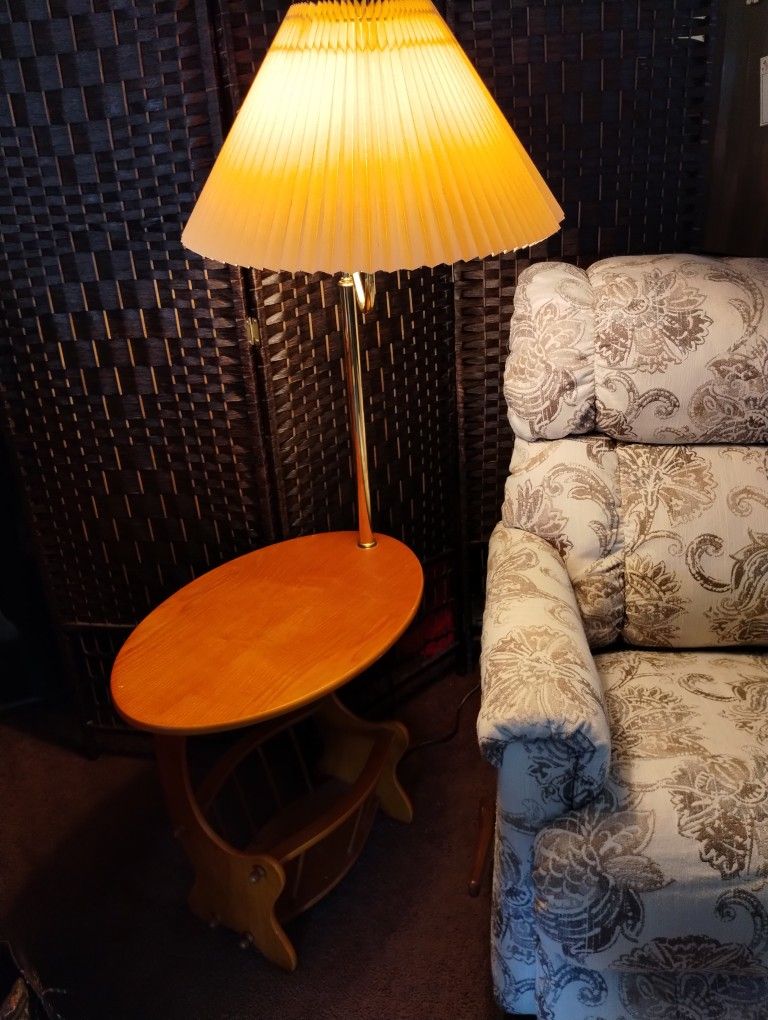 Lamp With Side Table And Magazine Rack