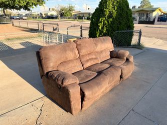 Oversized 3-Seater Reclining Couch with Cup Holders & Lights – Brown
