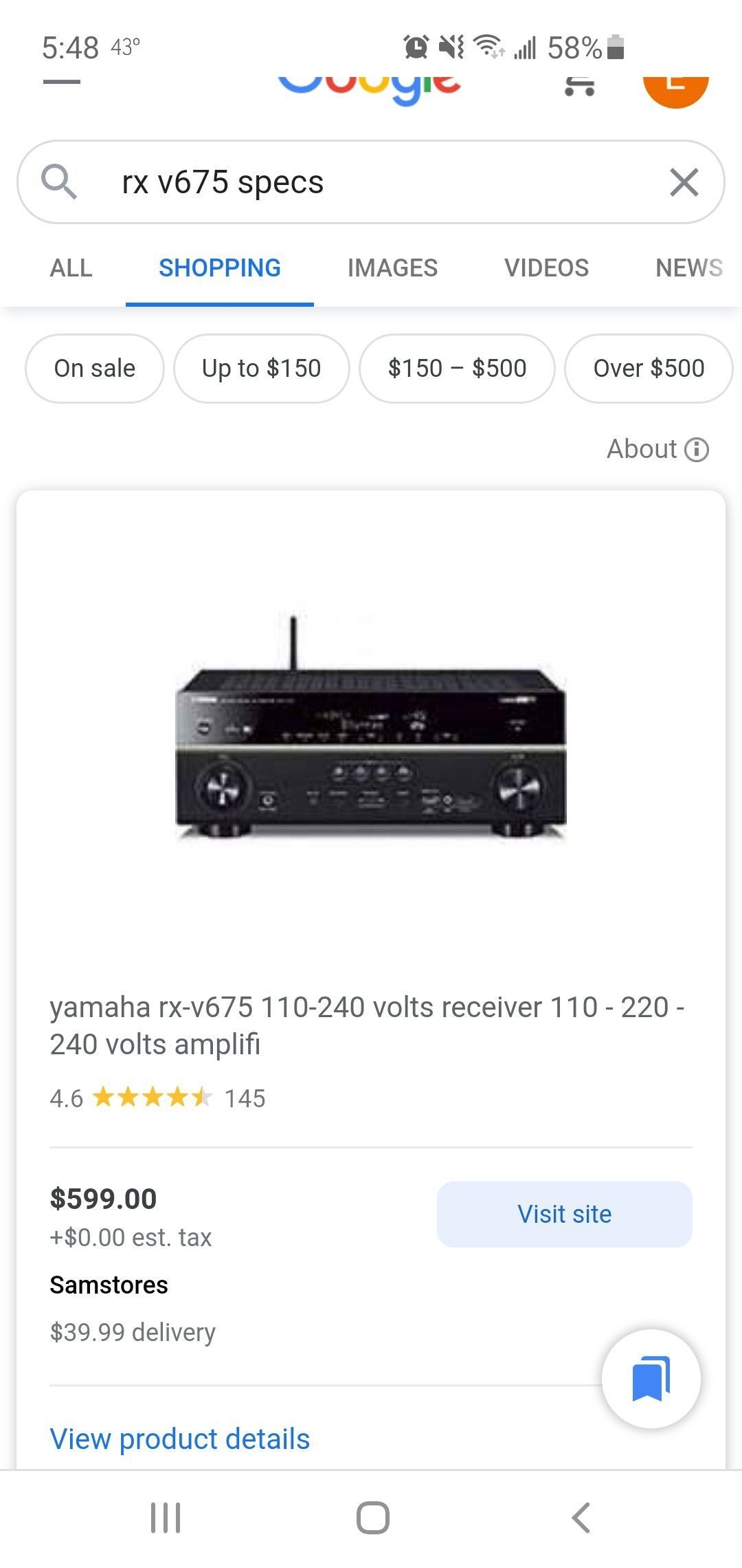 Yamaha RX 675 Receiver