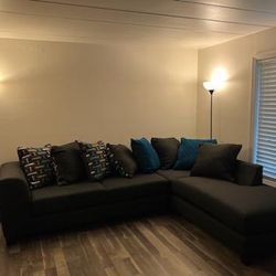 Large Black Sectional Sofa Couch 