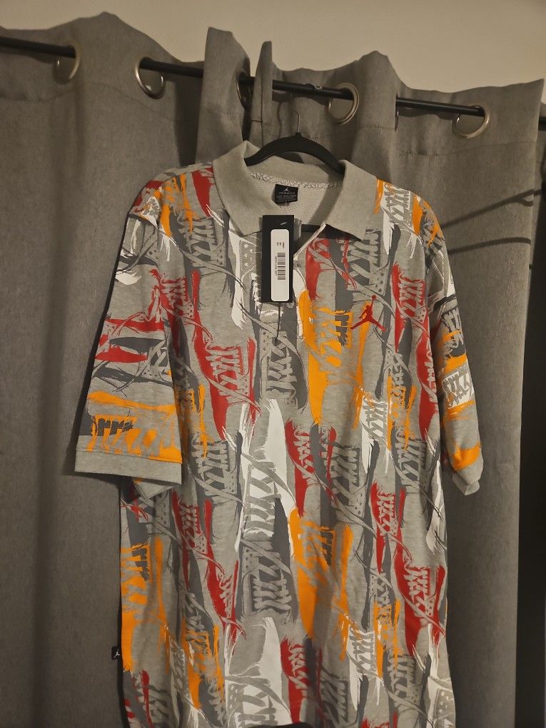 Michael Jordan Polo Shirt Shoe Print Rare Xxl