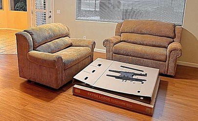 2 Cordoroy Sleeper Loveseats - Like New and Super Comfortable