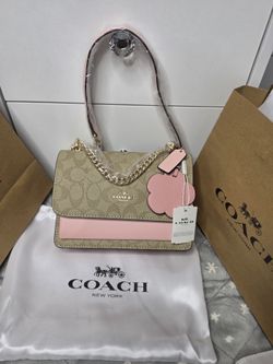 Canvas and Pink leather crossbody bag
