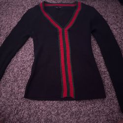 Black and red striped shirt