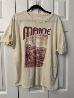 Aerie Oversized Crew Boyfriend T-Shirt Maine New England Graphic Size S