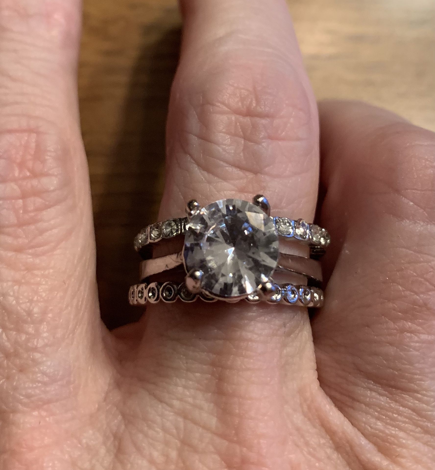 New 3 Piece CZ Silver wedding Ring Size 10