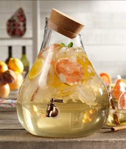 New Glads Beverage Dispenser Cold Drink Dispenser Glass Jug (2.5 Gallon, Glass with Cork Lid)