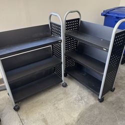 Safco Scoot Single-Sided Book Cart 5336BL Black Swivel Wheels, 3 Slanted Shelves Very Good Condition