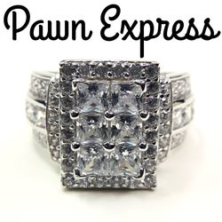 Sterling Silver Cubic Zirconia Cluster Ring 