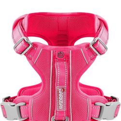 Barkbay No-Pull Dog Harness, Front Clip, Heavy Duty, Reflective, Handle for Easy Control and ID Pocket, for Walking Large Dogs (Pink, S)