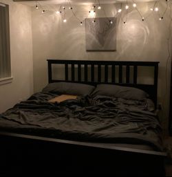 PICK UP TODAY – IKEA Black Bed Frame + King Size Mattress