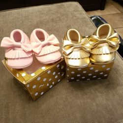 NIB infant Soft Sole Tassel Bowknot Moccasins Crib Shoes