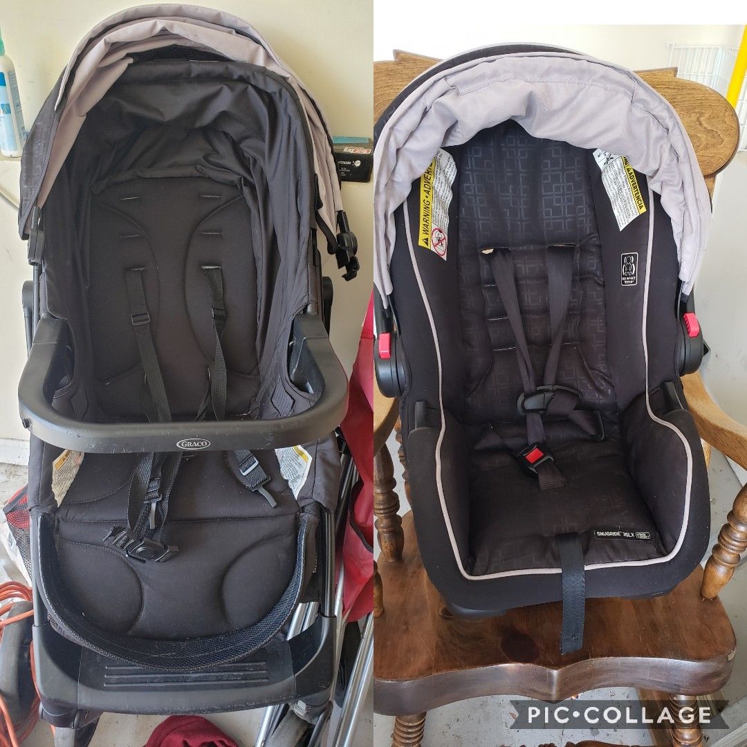 Car seat with base and stroller