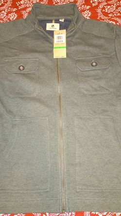 Life Khaki Zip Up Sweater Lg.
