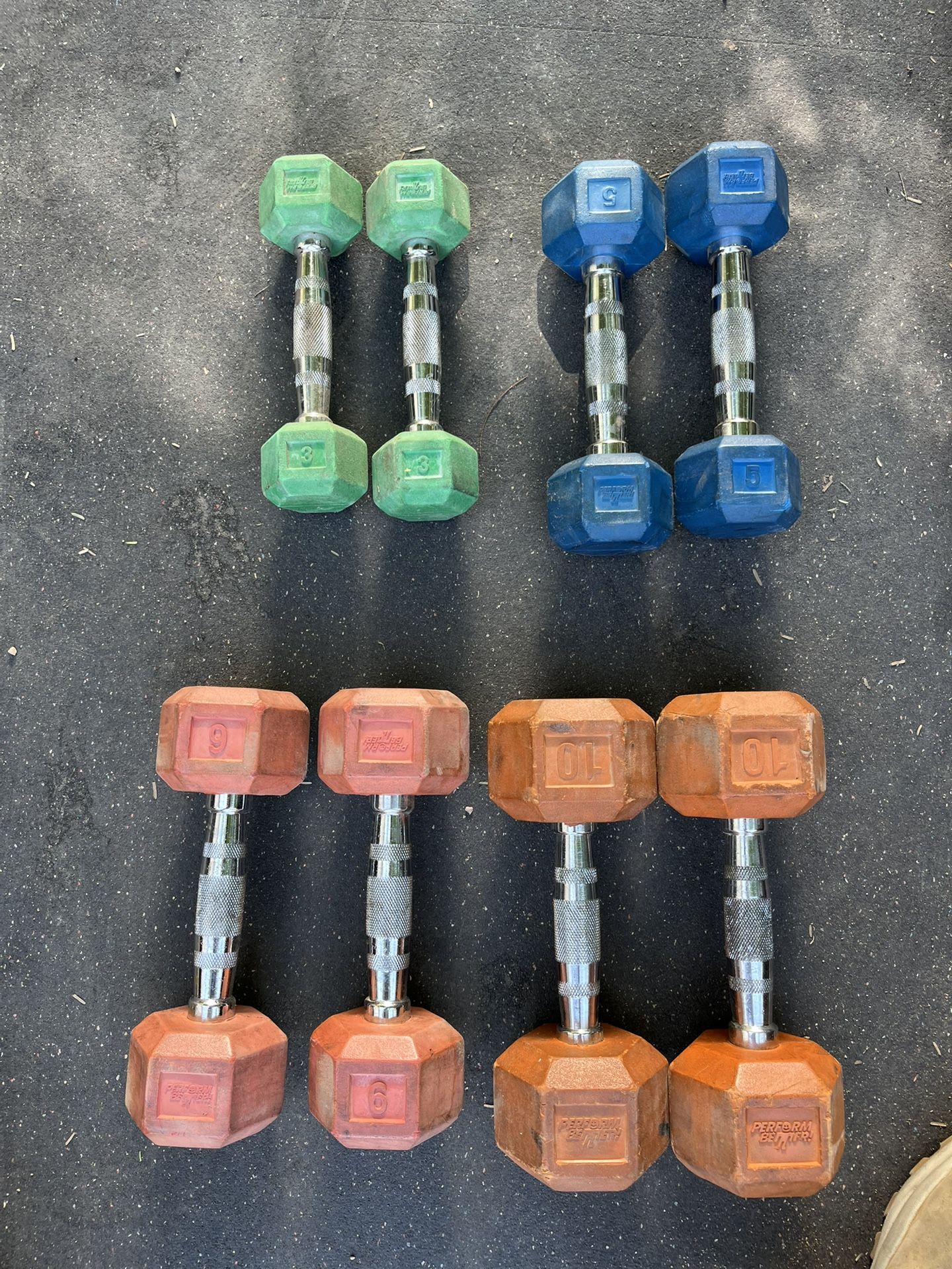 3-10lb Hex Rubber Dumbbell Set Weights