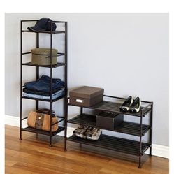 Two Piece Storage Shelves Dark Brown 