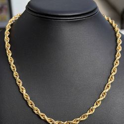 Jewelry 10k hollow yellow gold Rope necklace chain 22.00" 5.50mm w lobster lock