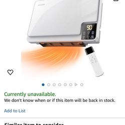 Quiet Space Heater, Wall Mounted Heater 1500W Fast Heating Electric Heater with Remote, 3 Heating Modes, 24H Timer, Large Indoor Heaters with Stand Ba