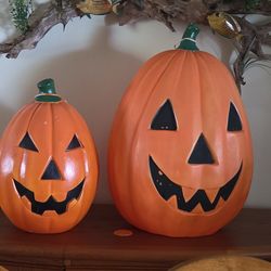 2 Vintage Halloween Pumpkin Blow mold