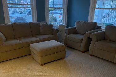 Living Room Sofa, 2 Chairs and Ottoman