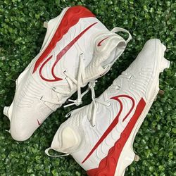 Brand New Nike Alpha Huarache NXT White Red Metal Baseball Cleats Sizes 7, 8