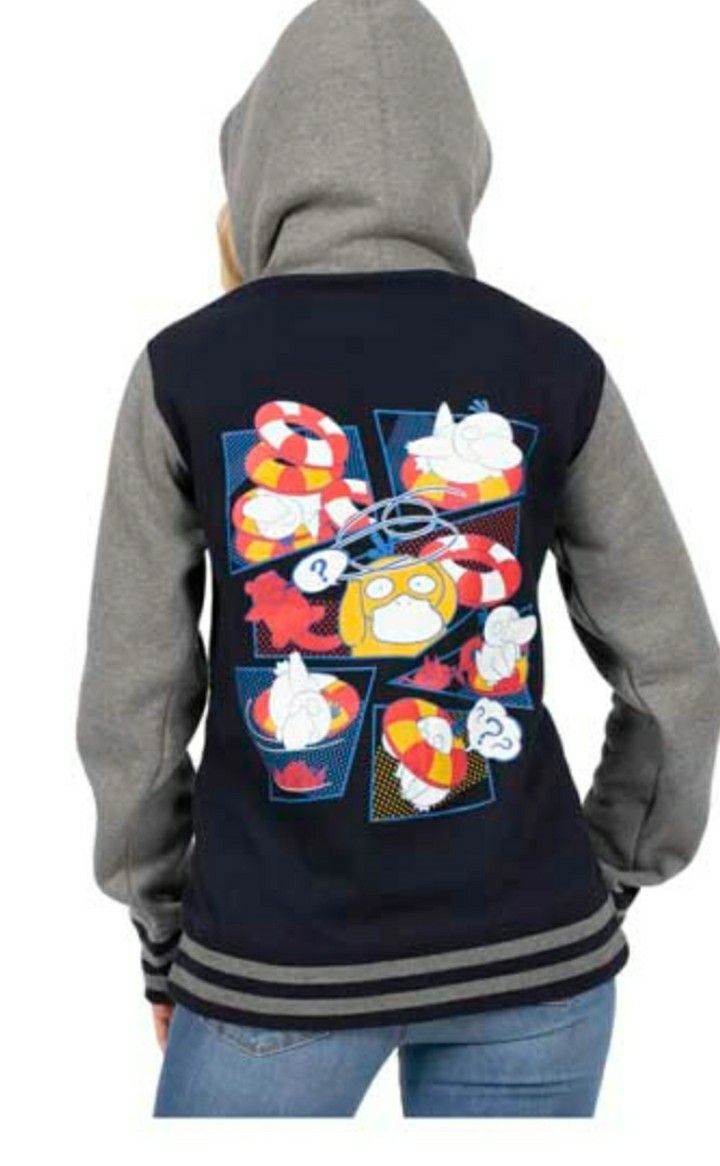 Rare Pokemon Center Psyduck Bewildered Fleece Varsity Adult Large Coat
