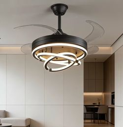 42 inch modern ceiling fan with retractable blades