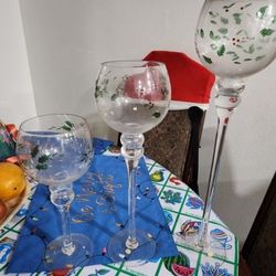 Christmas Vintage Glass Candle Holder