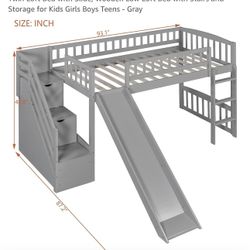 Loft Bed With Built In Slide And Drawers $250 OBO