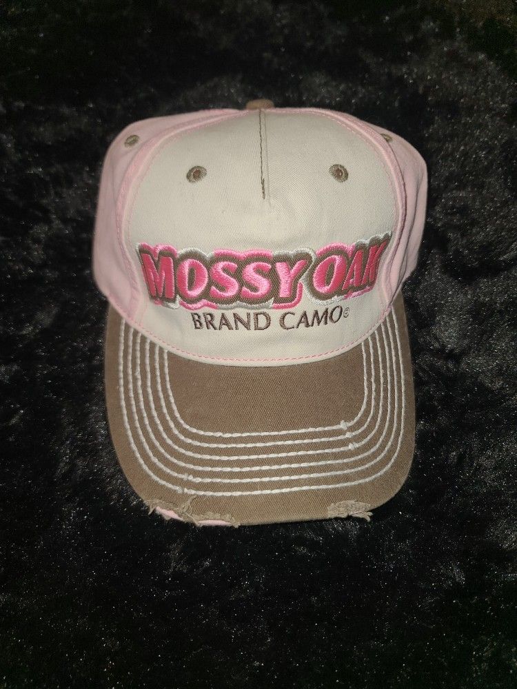 Mossy Oak Ladies Distressed Pink And Brown Hat