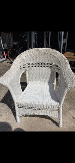 White Wicker Armchair