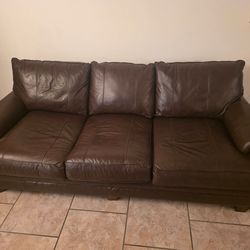 Dark Brown Couch and Ottoman (3 Seater)