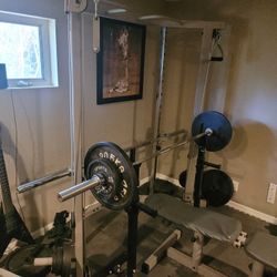 Smith Machine Olympic Weights Cable Crossover Bench