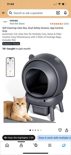 VIVIRATA Automatic Self-Cleaning Cat Litter Box – App Control