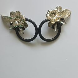 Black with Silver Earrings 