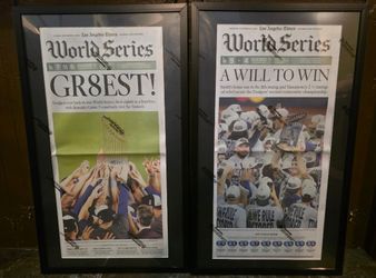 Dodgers Championship Framed Newspaper  Set