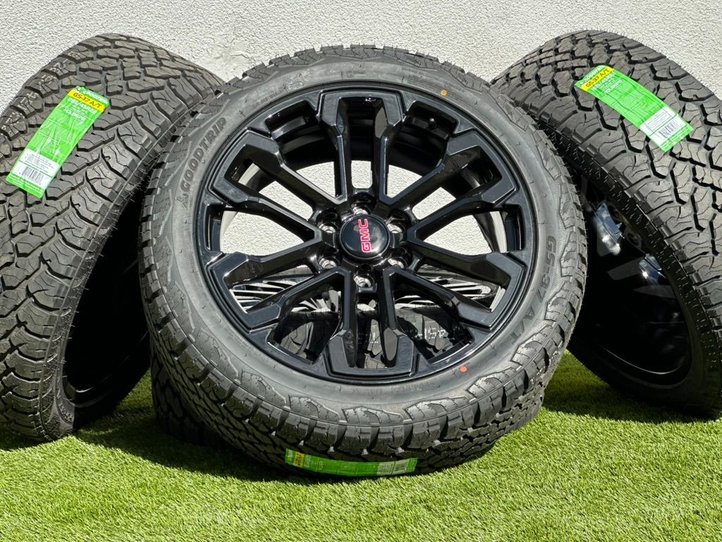 NEW 22” Chevy Silverado Wheels GMC Sierra rims Black Tahoe AT 285/45R22 tires LTZ Yukon Platinum Escalade