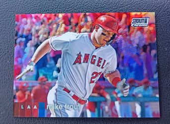 $40 2020 Mike Trout Stadium Club Chrome refractor card number one and a 2019 Topps Chrome Mike Judge x Factor card 200