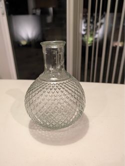 Clear Glass Bud Vase Diamond Pattern
