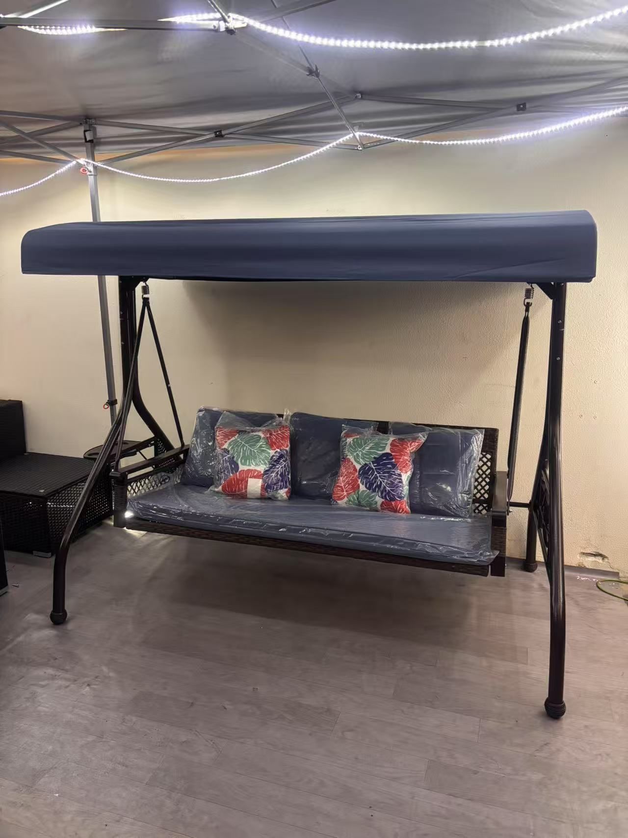 (2 Colors) New Outdoor Patio Porch Swing with Adjustable Canopy Cup Holder Thick Cushions