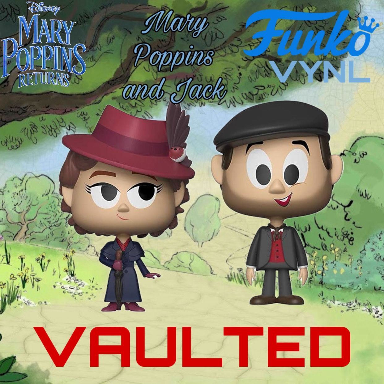 (NEW) Funko Vynl: Mary Poppins Returns - Mary Poppins & Jack 2pc (VAULTED) 3 ¾ inches tall Figures Perfect Gift for any Mary Poppins Fan or Collector